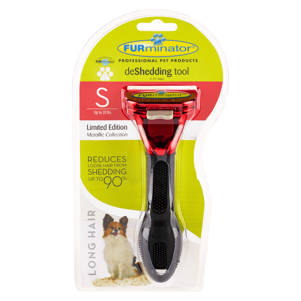 Furminator deShedding Tool Small Dog Long Hair Metallic Red
