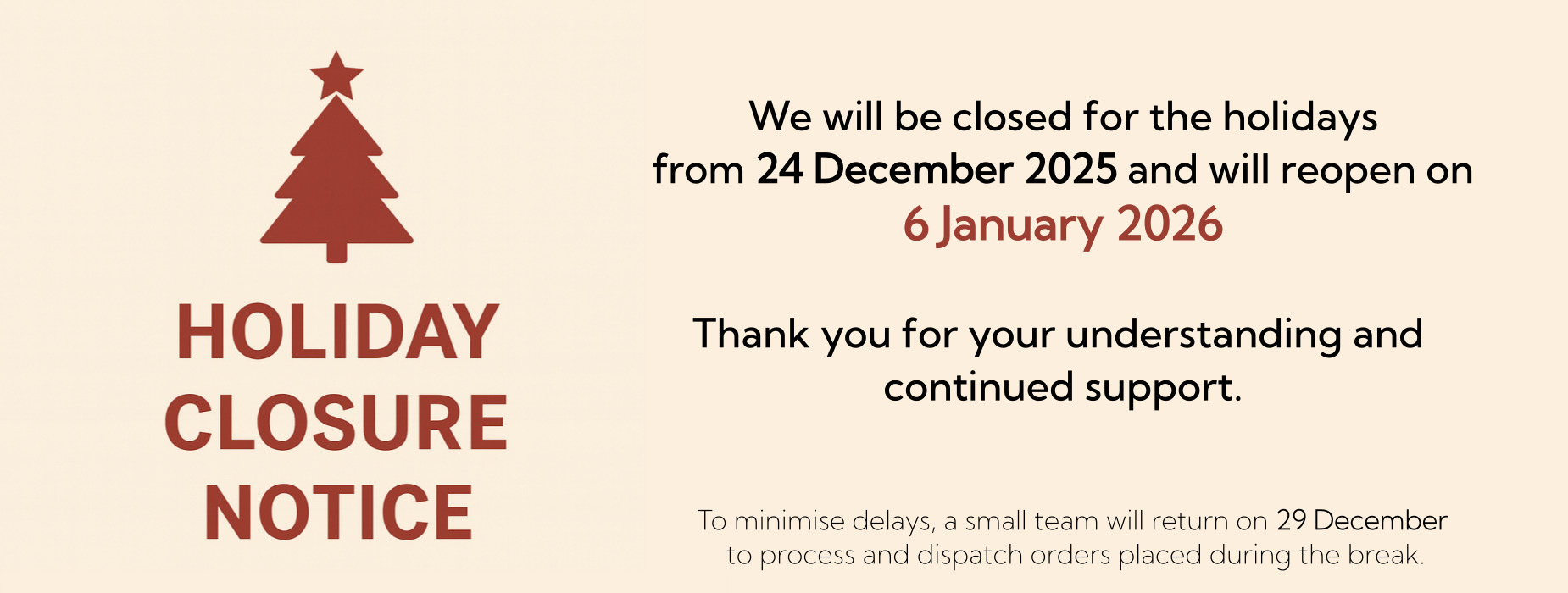 Holiday closure