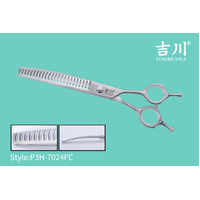 Yoshikawa Japanese 3 Star Scissors Curved Chunker with 24 Flat Teeth 7"