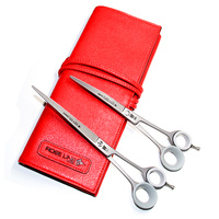 Roseline Scissors 7.5" Curved [82076] + 8.5" Straight [82085] + Red Wrapping Pouch [RM5]