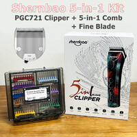 Shernbao 5 in 1 Clipper Combo with Comb Attachment & Fine Blade