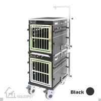 SolidPet Folding Dog Show Aircraft Cage Set with Trolley Size 2 - Black
