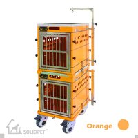 SolidPet Folding Dog Show Aircraft Cage Set with Trolley Size 2 - Orange