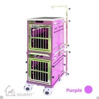 SolidPet Folding Dog Show Aircraft Cage Set with Trolley Size 2 - Purple