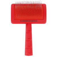 KissGrooming Slicker Brush with Ergonomic Handle - Long Regular Pin