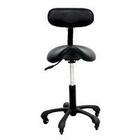 Groomer's Saddle Stool with Back Rest (Black)