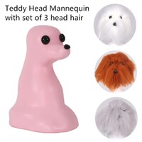 KissGrooming Head Mannequin (Teddy Bear) with Set of 3 Head Hair