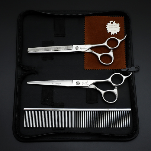 Groomtech Spring Pet Grooming Scissors Kit, Set of 2 with Comb