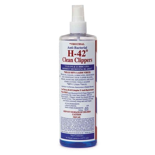 H-42 Virucidal Anti-Bacterial Clean Clippers Blade Cleaner 16oz Spray (473ml)
