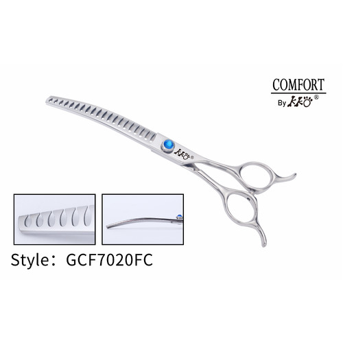 KKO Comfort Line Scissors Curved Chunker with 20 Flat Teeth 7"