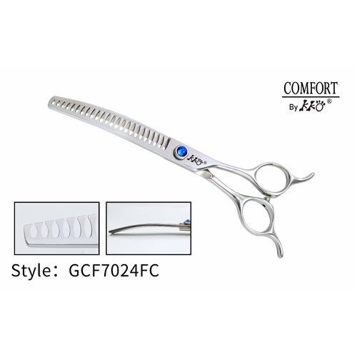 KKO Comfort Line Scissors Curved Chunker with 24 Flat Teeth 7"