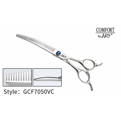 KKO Comfort Line Scissors Curved Thinner with 50 V Teeth 7"