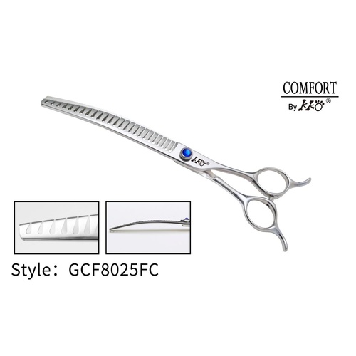 KKO Comfort Line Scissors Curved Chunker with 25 Flat Teeth 8"