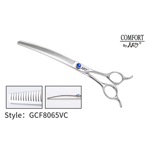 KKO Comfort Line Scissors Curved Thinner with 65 V Teeth 8"