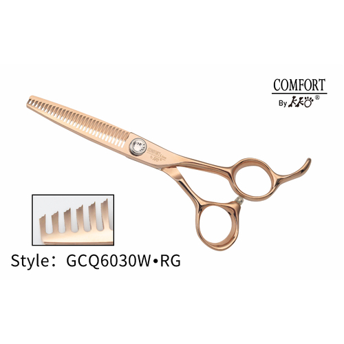 KKO Comfort Line Scissors Thinner with 30 W Teeth 6" [Rose Gold]