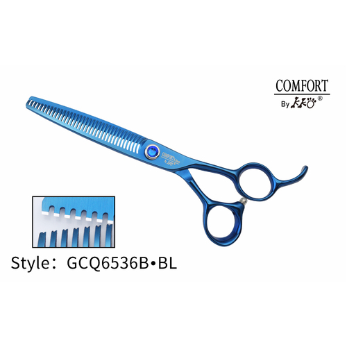 KKO Comfort Line Scissors Double Thinner with 36 V Teeth 6.5" [Blue]