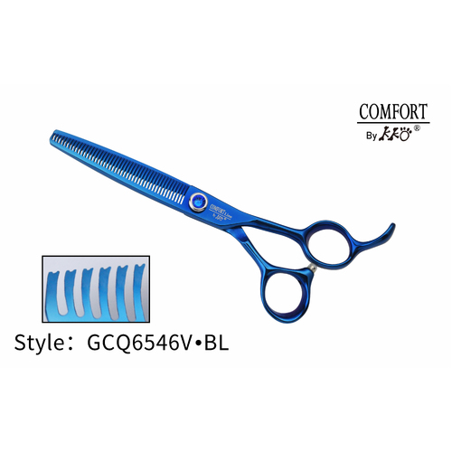 KKO Comfort Line Scissors Thinner with 46 V Teeth 6.5" [Blue]