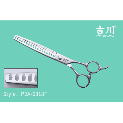 Yoshikawa Japanese 2 Star Scissors Chunker with 18 Flat Teeth 6.8"