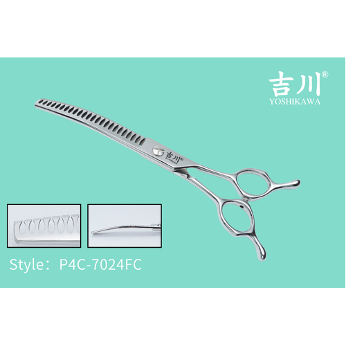 Yoshikawa Japanese 4 Star Scissors Curved Chunker with 24 Flat Teeth 7"