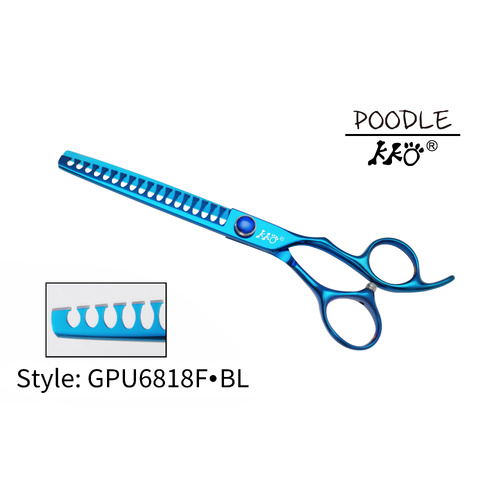KKO Poodle Scissors Chunker with 18 Flat Teeth 6.8" [Blue]