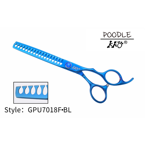 KKO Poodle Scissors Chunker with 18 Flat Teeth 7" [Blue]