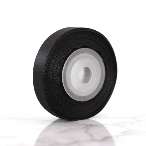 Solid Colour Satin Ribbon Double Sided 10mm Width [Colour: Black]