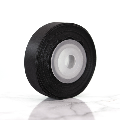 Solid Colour Satin Ribbon Double Sided 15mm Width [Colour: Black]