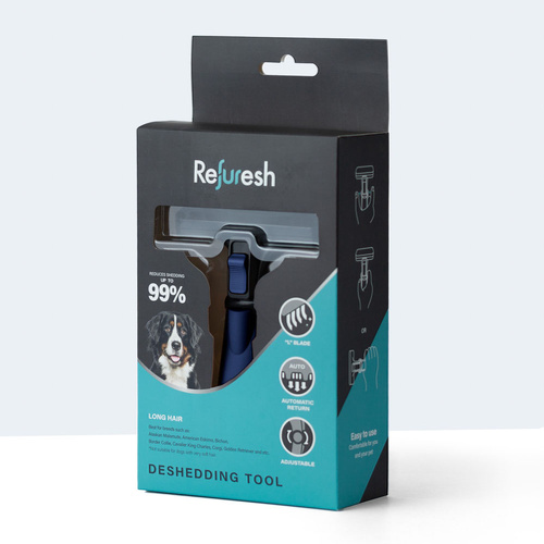 Refuresh Gentle Deshedding Brush for Long Hair - Large, Blue