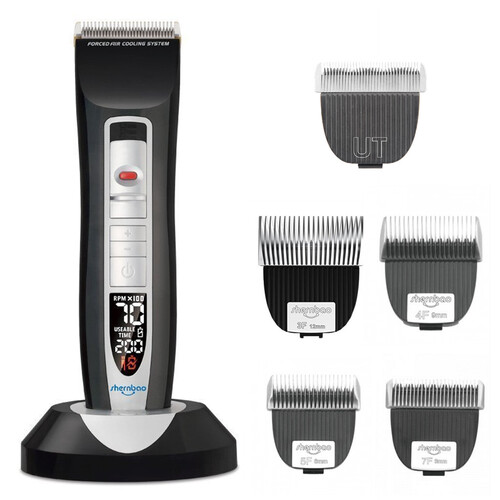 Shernbao Smart Digital 4-in-1 Adjustable Clipper PGC660+ 4 x LightEdge Blade(3F/4F/5F/7F)+ 1xTitanium Ceramic Blade [Fine]