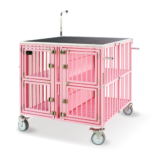 SolidPet Show Trolley 4 Berth with 5" Wheels Large - Pink