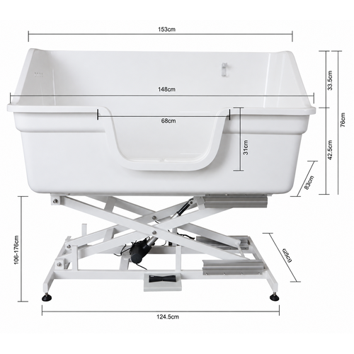 Aeolus Fiberglass Electric Lifting Bath Tub Jumbo BTF180E