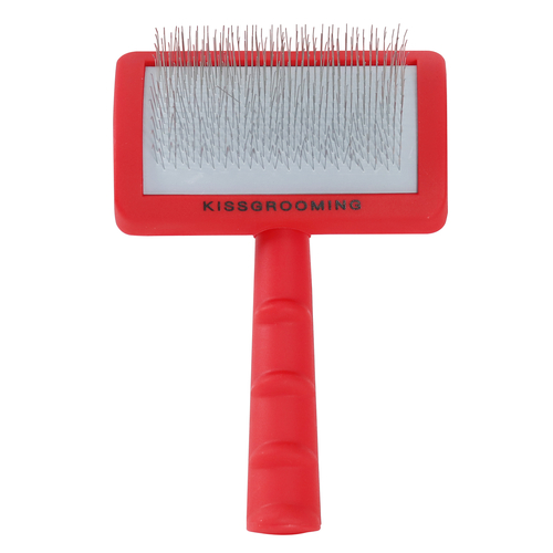 KissGrooming Slicker Brush with Ergonomic Handle - Long Soft Teeth