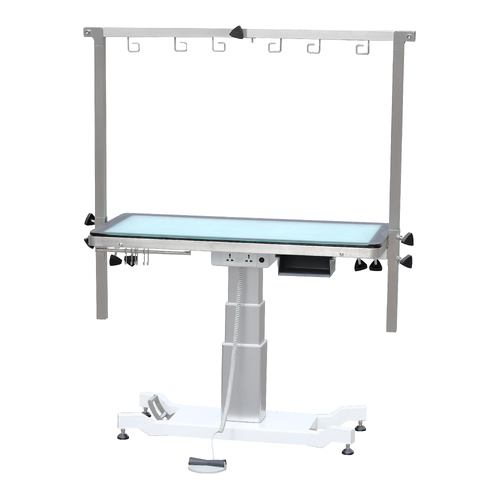 Aeolus LED Lighting Pedestal Lifting Table with Under Table Wheels