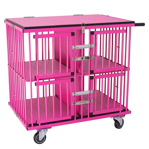 Aeolus 4-Berth Aluminium Show Trolley with 4inches nylon wheels - Large (Pink)