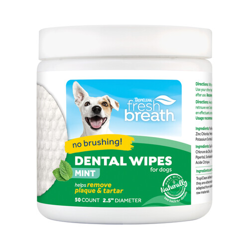 Tropiclean Fresh Breath Dental Wipes 50 Sheets
